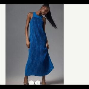 By Anthropologie Halter Plissé Maxi Dress